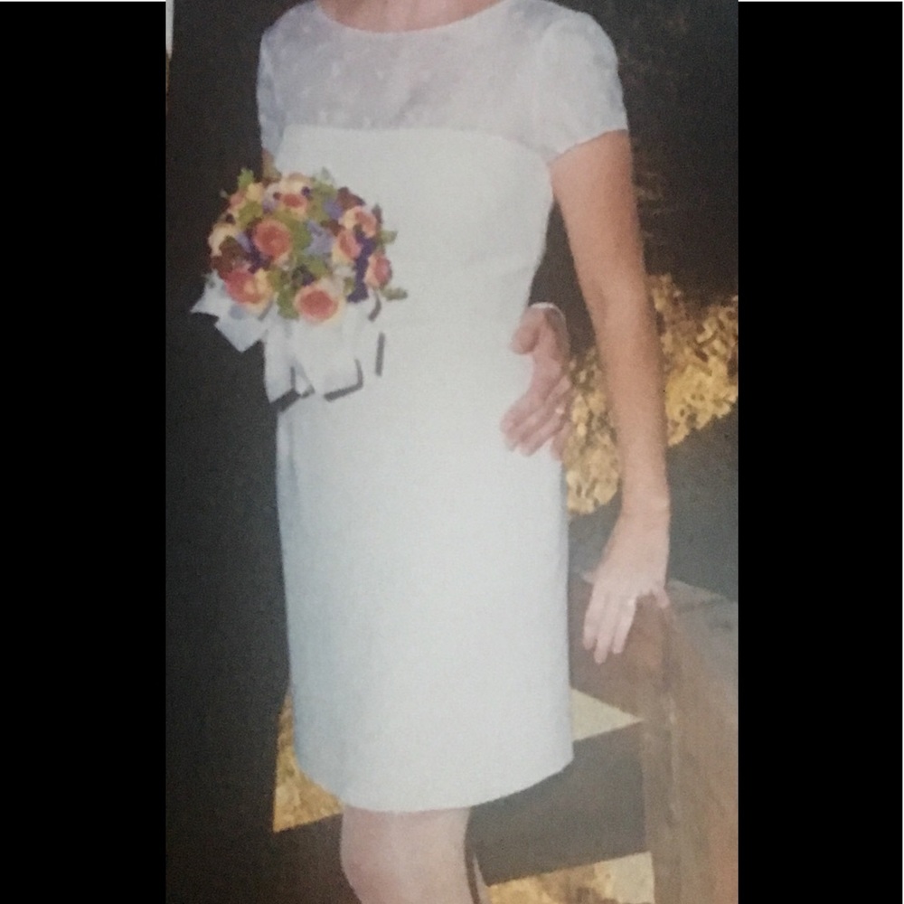 Nordstrom White Silk Embroidered Dress 8 Wedding